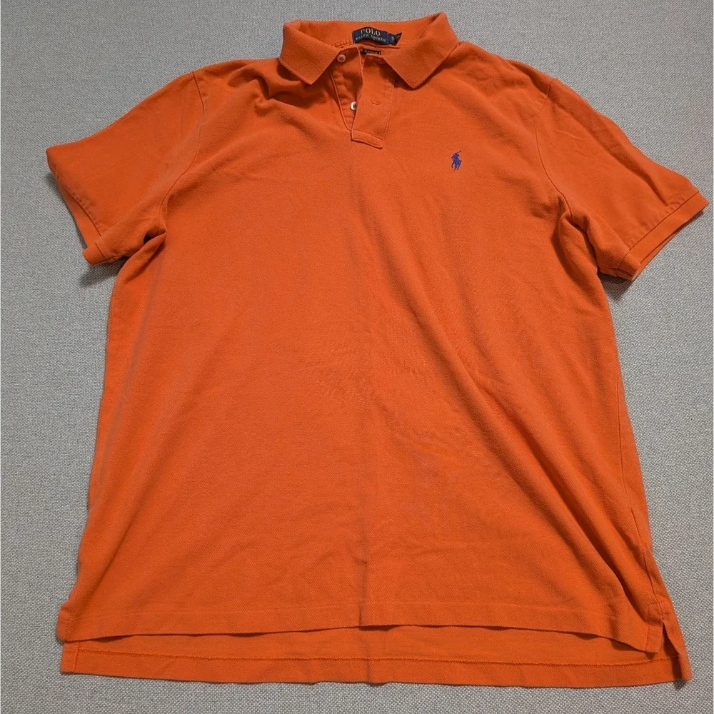 Polo Ralph Lauren Men's Orange XL Cotton Pique Classic Fit Polo Shirt Pony